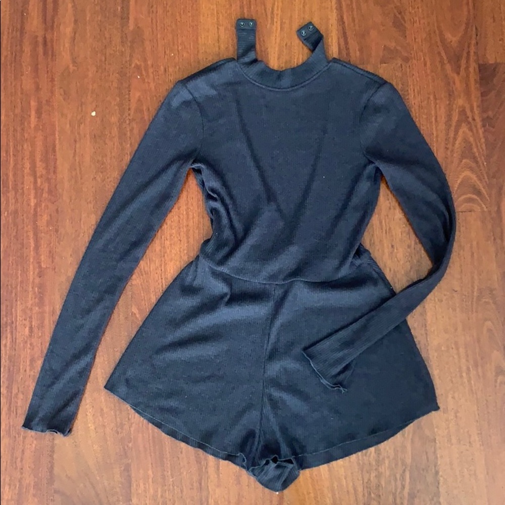 cozy ribbed cotton romper with open back